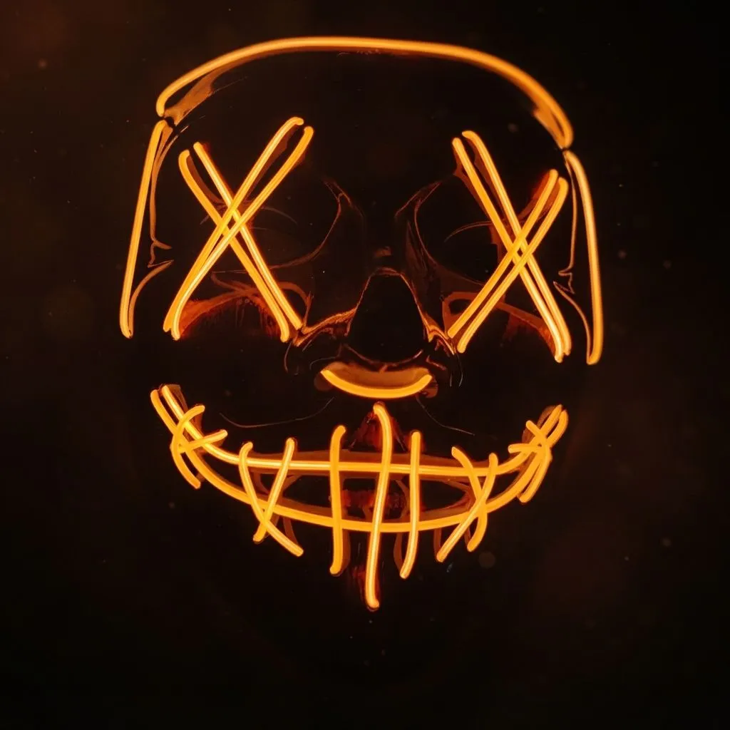 LED Glow Mask - Light Up Costume Mask for Halloween, Cosplay, and Masquerade Parties, Red (Orange)
