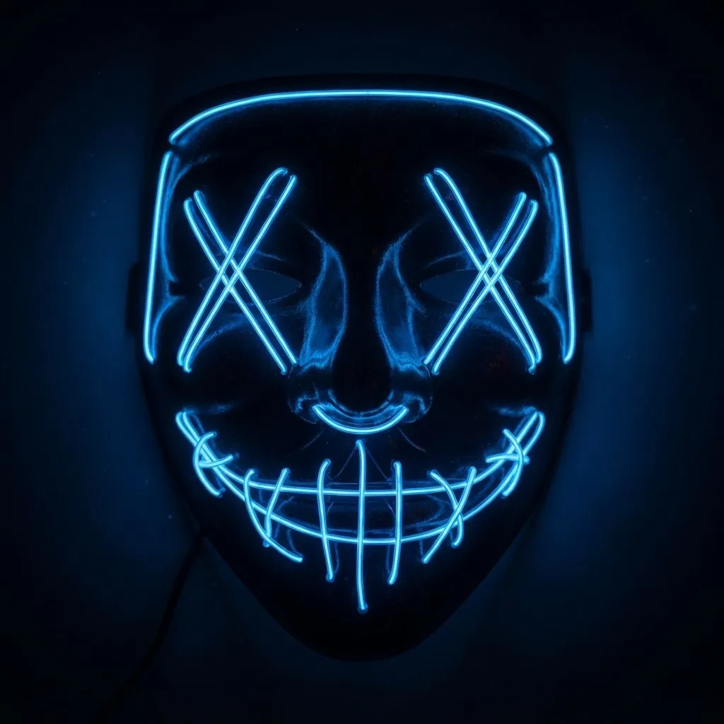 LED Glow Mask - Light Up Costume Mask for Halloween, Cosplay, and Masquerade Parties, Red (Blue)