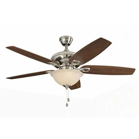harbor breeze coastal creek 52-in brushed nickel downrod or close mount indoor ceiling fan with light kit