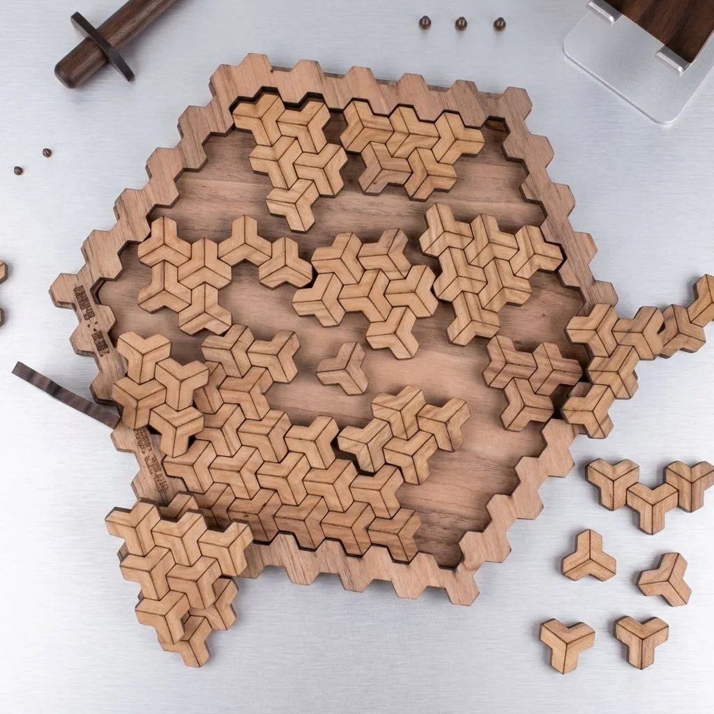 Impossible Wooden Jigsaw Puzzle - 10 Level Brain Teaser for Adults and Kids