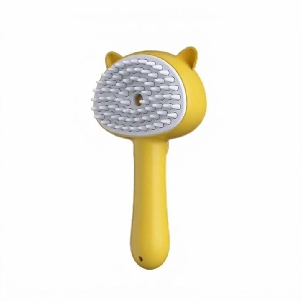 Rechargeable Steam Cat Brush - Self Cleaning Slicker Brush with Mist for Dogs and Cats (18x9.5x5cm / Yellow)