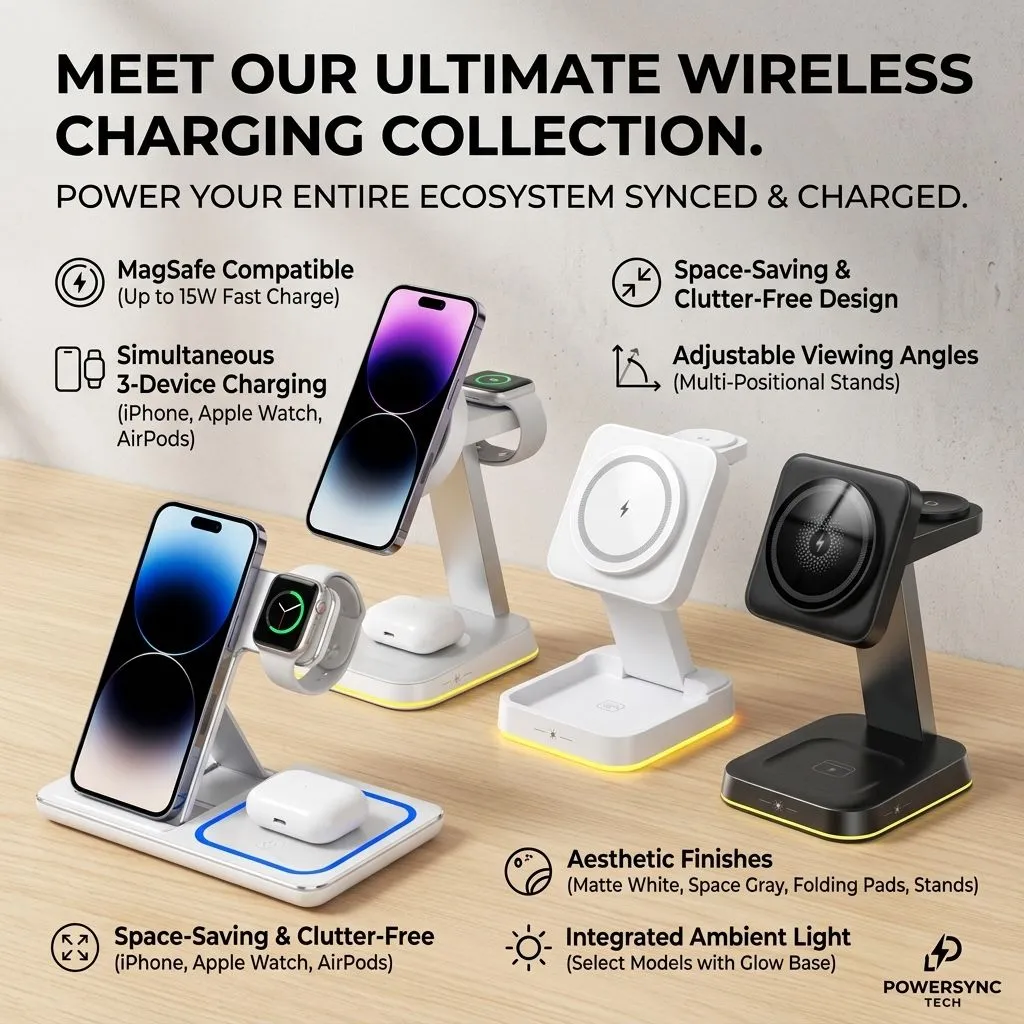3-in-1 Foldable Magnetic Wireless Charging Station with Night Light