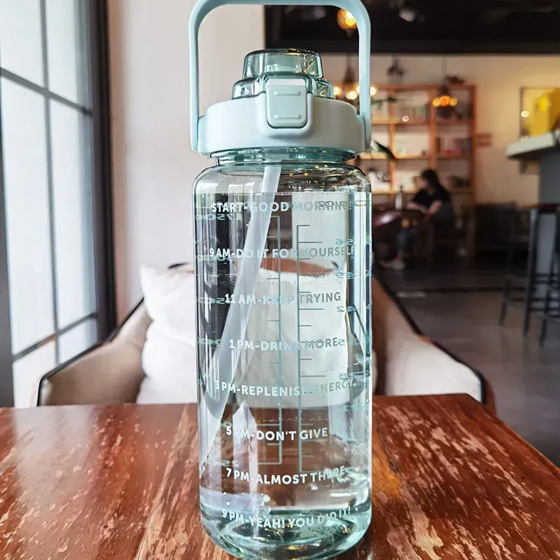 Large Plastic Portable Water Bottle - 2000ML (Green / 2000ML)