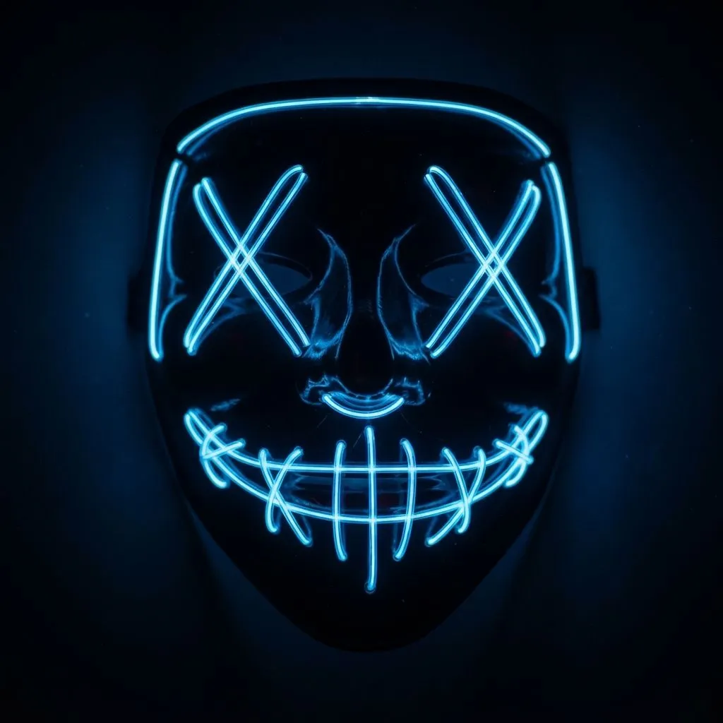 LED Glow Mask - Light Up Costume Mask for Halloween, Cosplay, and Masquerade Parties, Red (White)