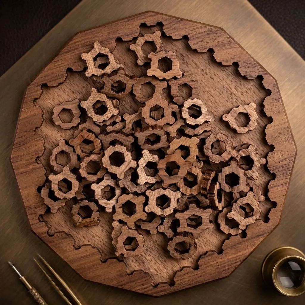 Impossible Wooden Jigsaw Puzzle - 10 Level Brain Teaser for Adults and Kids