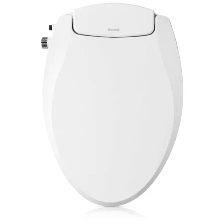 Brondell Bidet Toilet Seat Non-Electric Ecoseat  Fits Elongated Toilets  White - Dual Nozzle System  Ambient Water Temperature - Easy Installation  Elongated Size
