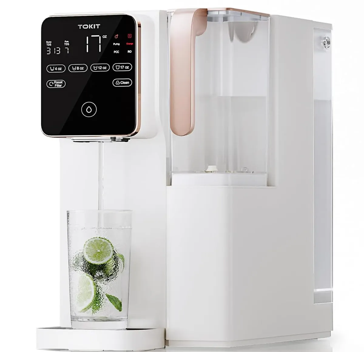 TOKIT T1 Reverse Osmosis Water Filter Countertop, NSF/ANSI 58, RO Whole House Water Filter System with Alkaline Remineralization Filter, No Installation