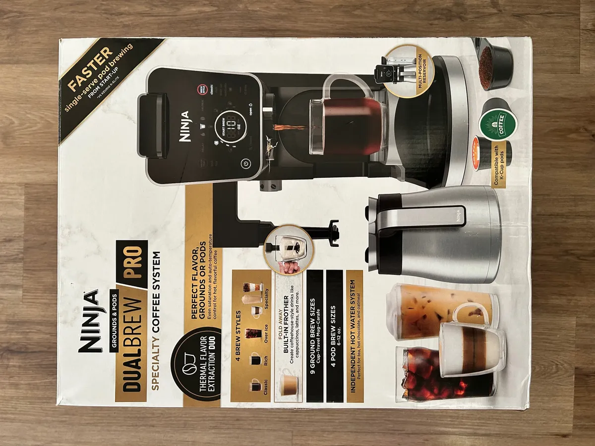 Ninja - DualBrew PRO 12-Cup Specialty Coffee System with Thermal Carafe, K-Cup Compatible, Hot Water System & Frother - Black/Silver