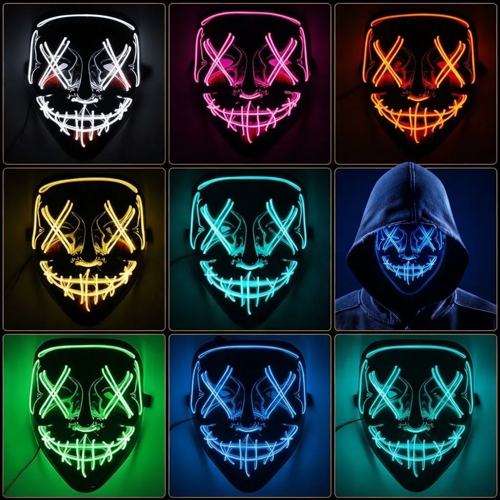 LED Glow Mask - Light Up Costume Mask for Halloween, Cosplay, and Masquerade Parties, Red (Yellow)