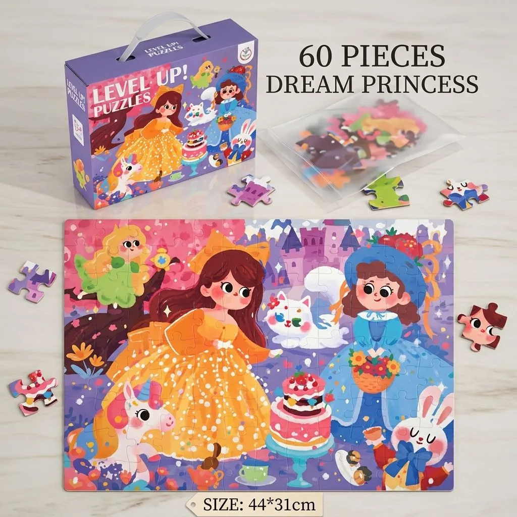 60-Piece Fairy Princesses Paper Puzzle Set for Kids (60 Dreamy Princesses)