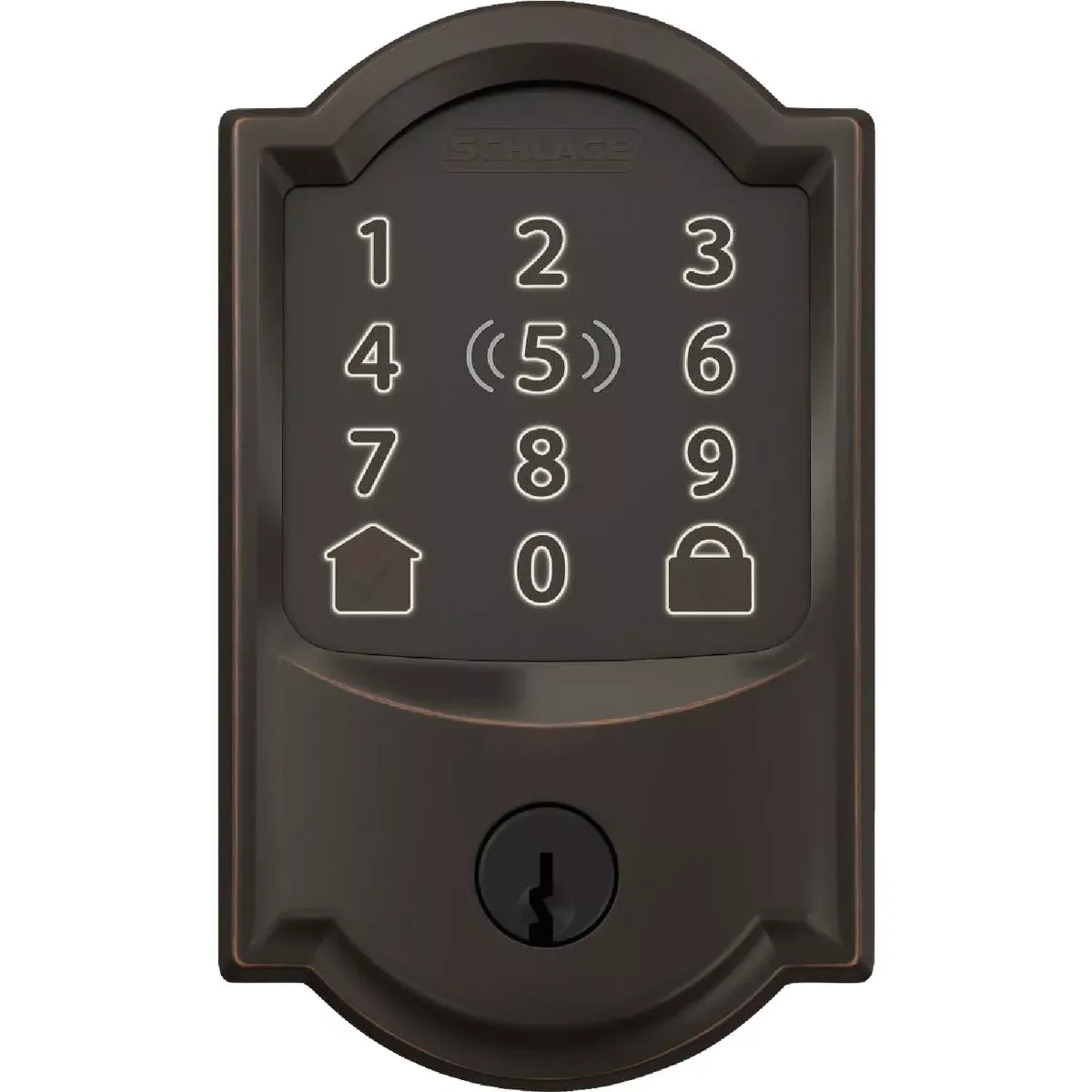 Schlage Encode Plus Aged Bronze Metal WiFi Deadbolt with Camelot Trim