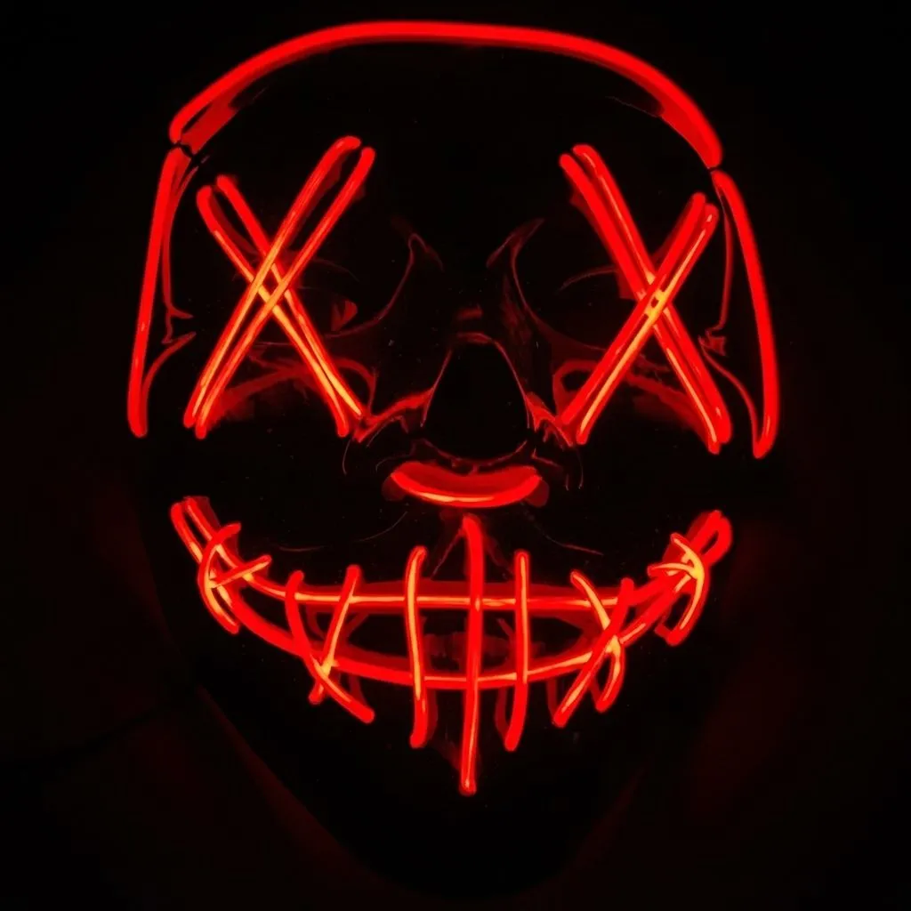 LED Glow Mask - Light Up Costume Mask for Halloween, Cosplay, and Masquerade Parties, Red (Red)