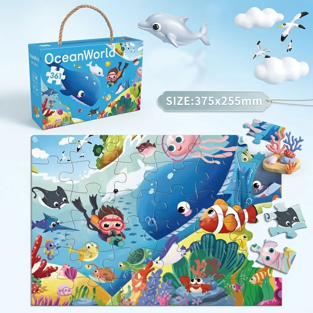 36-Piece Animal World Jigsaw Puzzle for Kids Ages 3+ - Toddler Learning Toy (Ocean exploration)