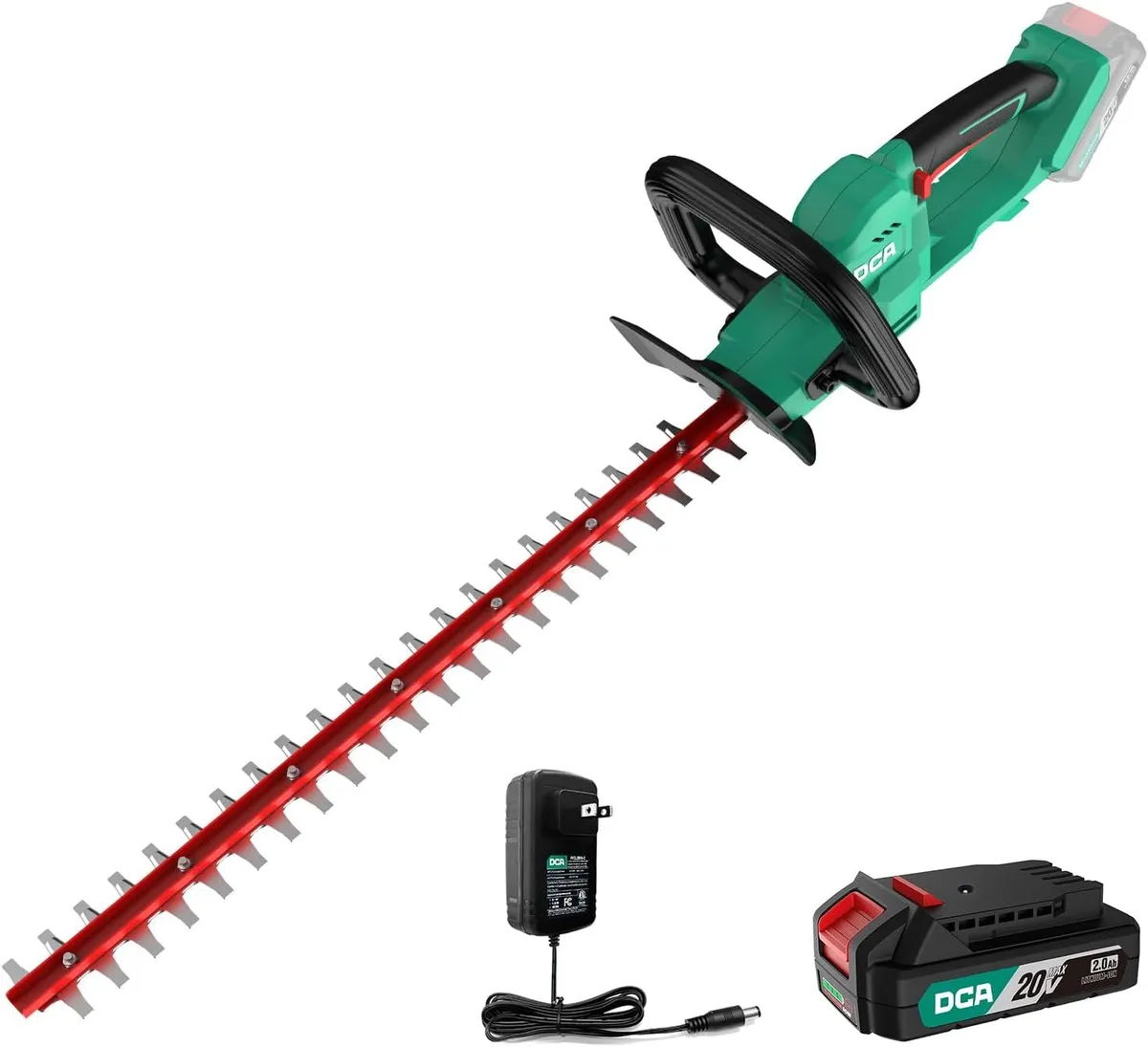DCA 22 inch Hedge Trimmer Cordless 20V, 2800RPM Electric Bush Trimmer