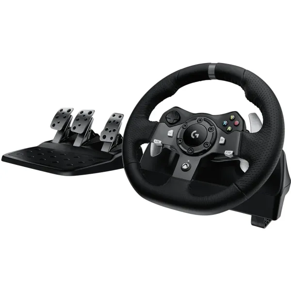Logitech G29 Driving Force Racing Wheel and Floor Pedals Real Force Feedback Stainless Steel Paddle Shifters Leather Steering Wheel Cover for PS5 PS4 PC Mac - Black