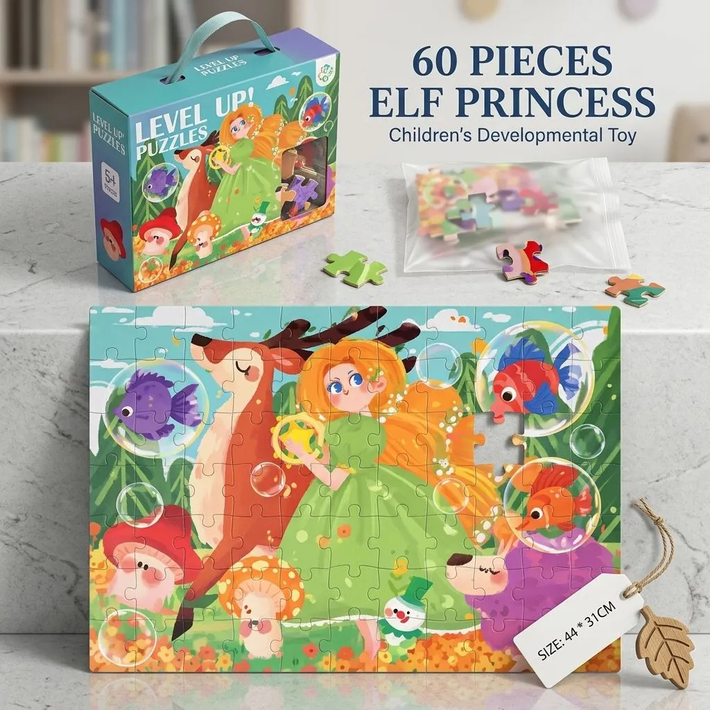 60-Piece Fairy Princesses Paper Puzzle Set for Kids (60 Fairy Princesses)