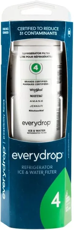 everydrop by Whirlpool Ice and Water Refrigerator Filter 4 - EDR4RXD1, Single-Pack: Reduces Odors & Contaminants, Green