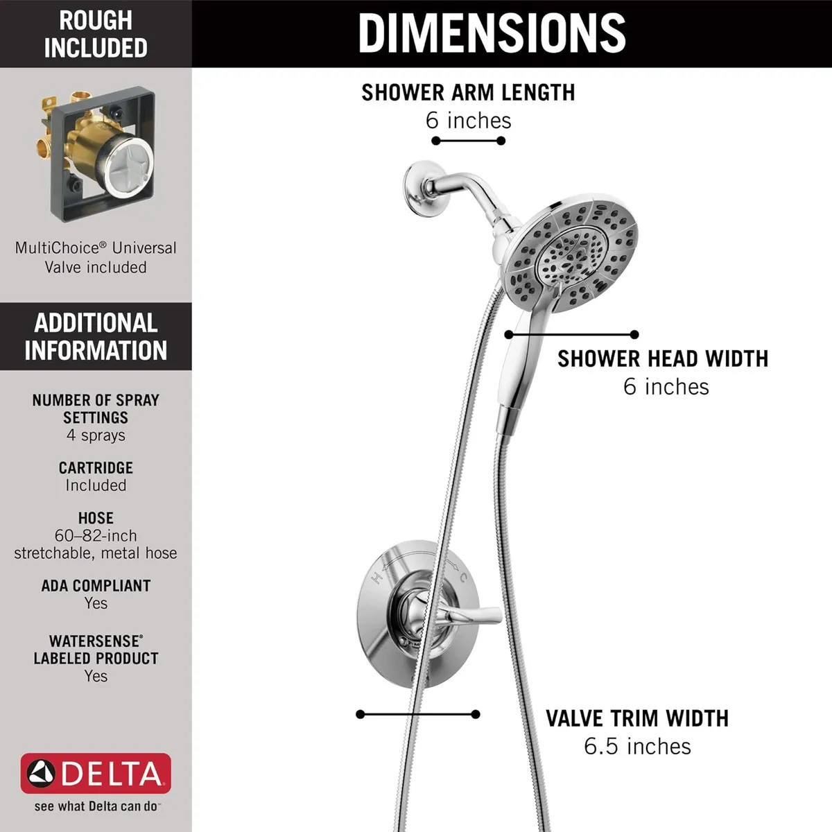 Delta 142840-I Arvo Pressure Balanced Shower System - Chrome