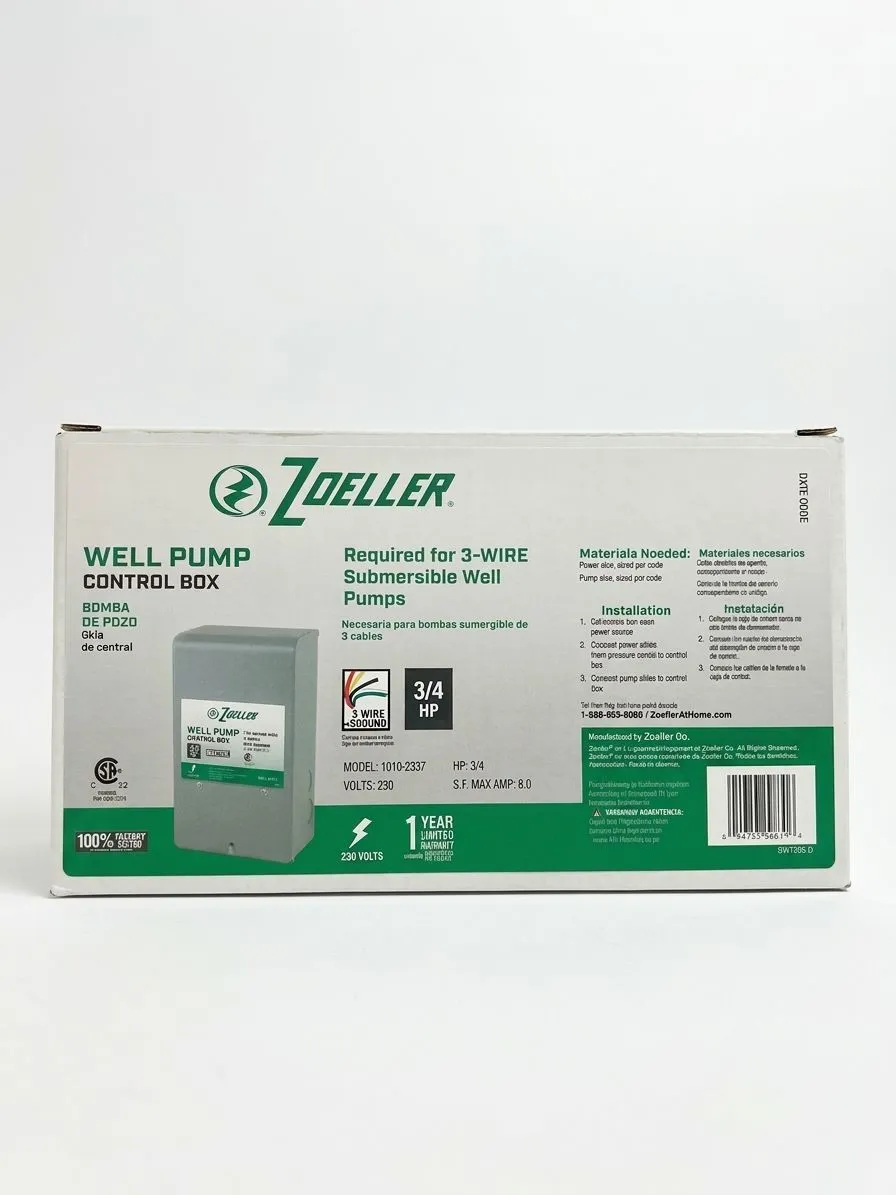 Zoeller Well Pump Steel Control Box for 3-Wire Submersible Well Pumps 1010-2337