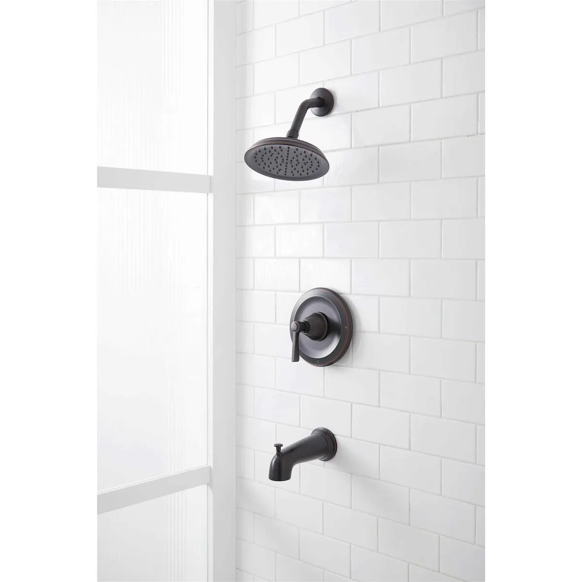 allen + roth Townley Oil rubbed bronze 1-handle 6.0-in Round Bathtub and shower Faucet with Valve (Single Function)