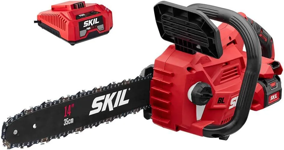 SKIL PWR CORE 40V 14-Inch Brushless Cordless Chainsaw Battery Powered with Tool Free Chain Tensioning Auto-Lubrication 2.5Ah Battery and Charger Included CS4555-10