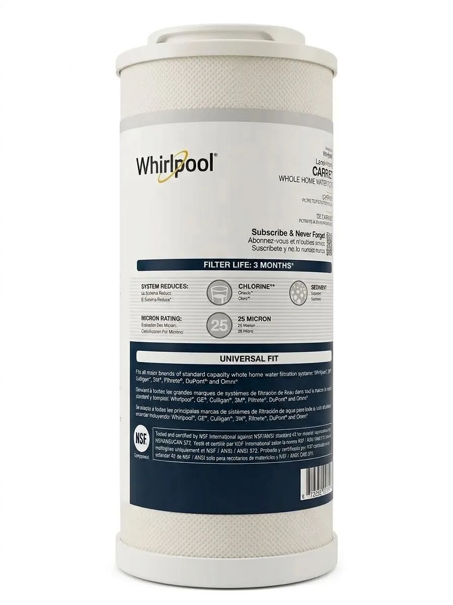 Whirlpool WHA4BF5 Large Capacity Carbon Whole Home Water Filter Replacement Cartridge