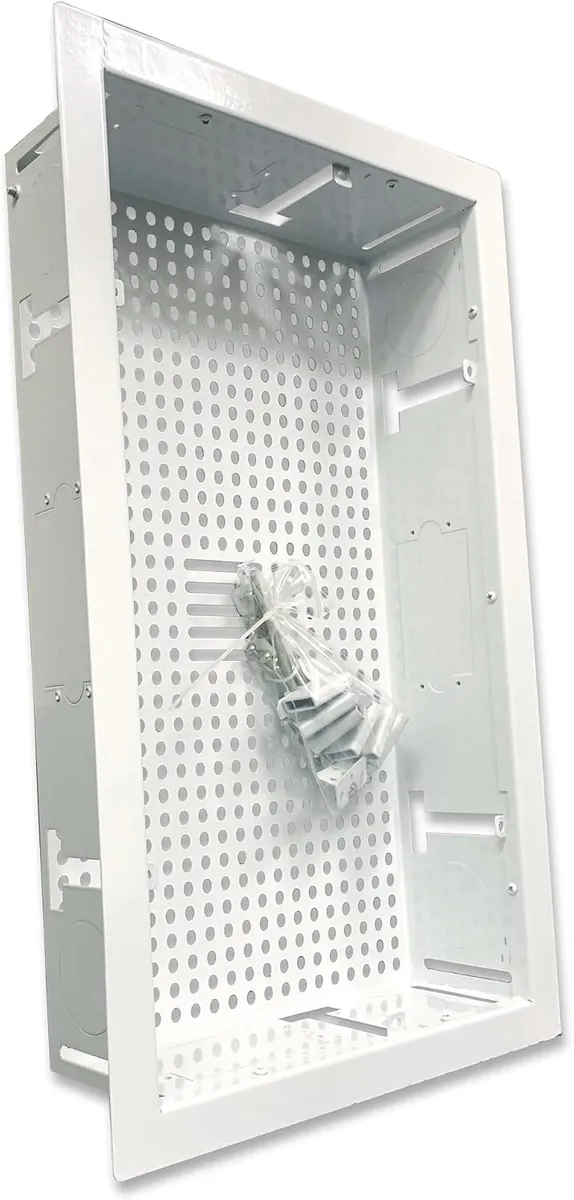 White Box In-Wall Retrofit Media Enclosure for Samsung The Frame TVs, One Connect Box.
