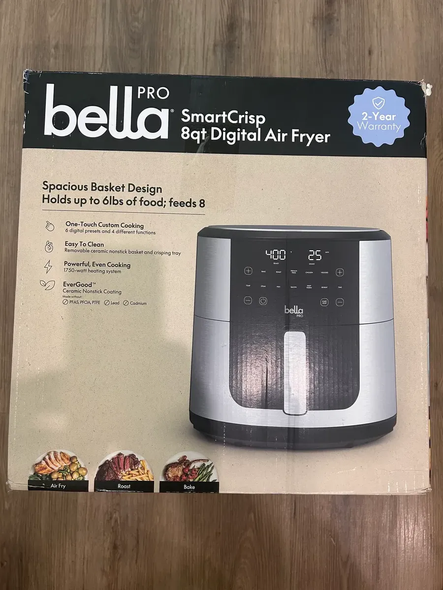 bella PRO - SmartCrisp 8-qt. Touchscreen Air Fryer - Stainless Steel