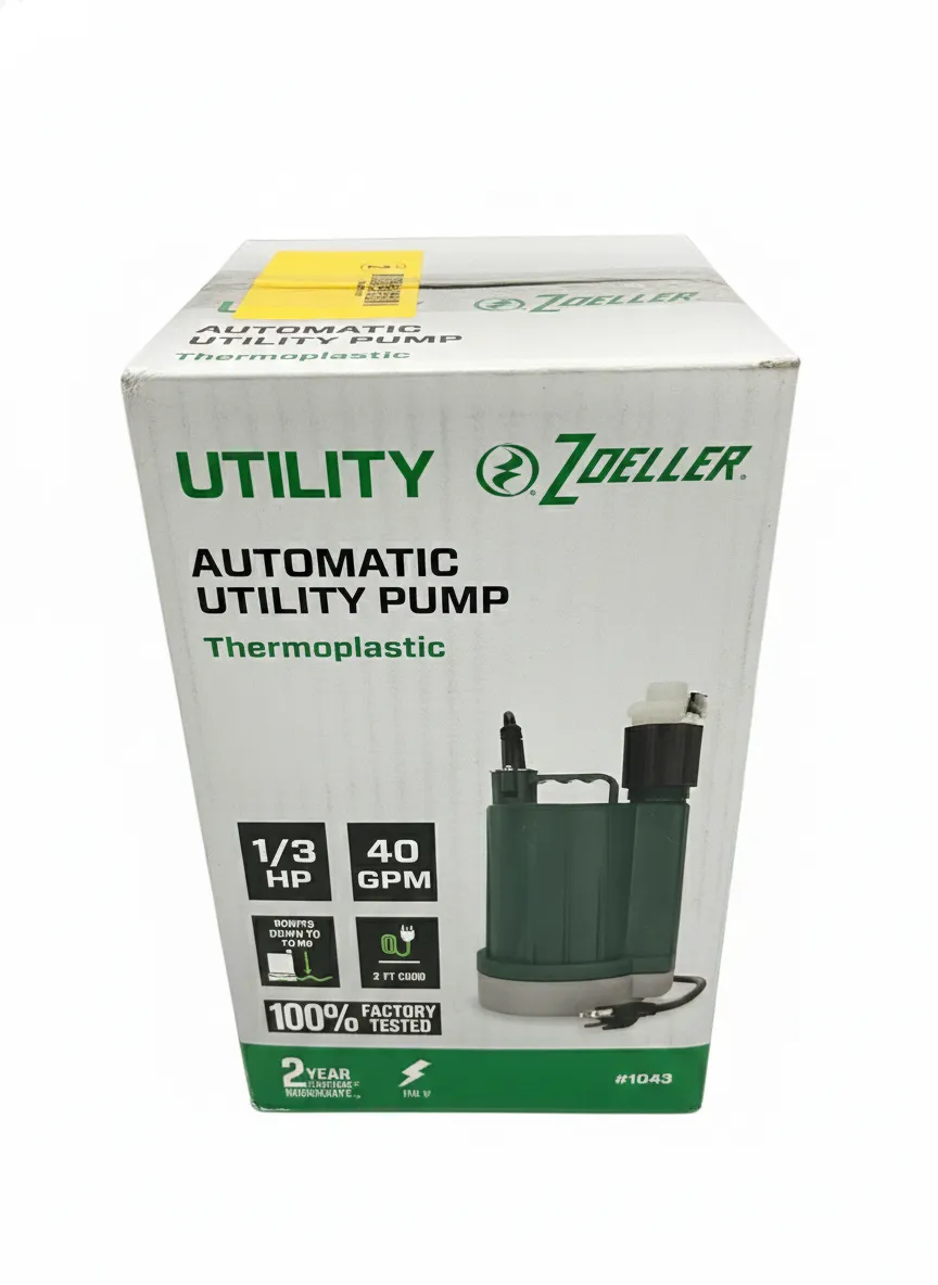 Zoeller 4012675 0.3 HP 2400 GPH Thermoplastic Electronic Switch Bottom AC Submersible Utility Pump