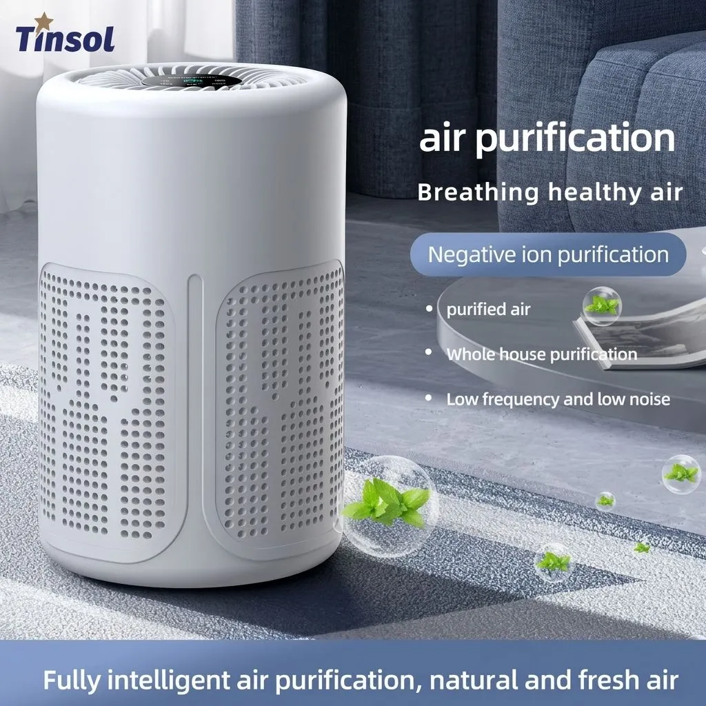 Desktop Air Purifier for Home Bedroom - Negative Ion Air Cleaner with Multi-Layer Filter, Formaldehyde and Odor Removal, USB-C Powered, White