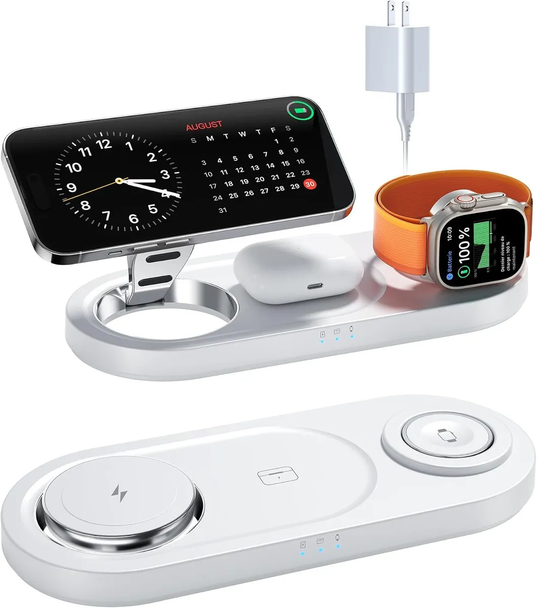 Foldable 3 in 1 Wireless Charging Station for Apple Mag-Safe Charger Stand