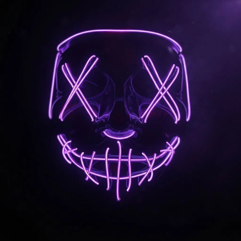 LED Glow Mask - Light Up Costume Mask for Halloween, Cosplay, and Masquerade Parties, Red (Purple)