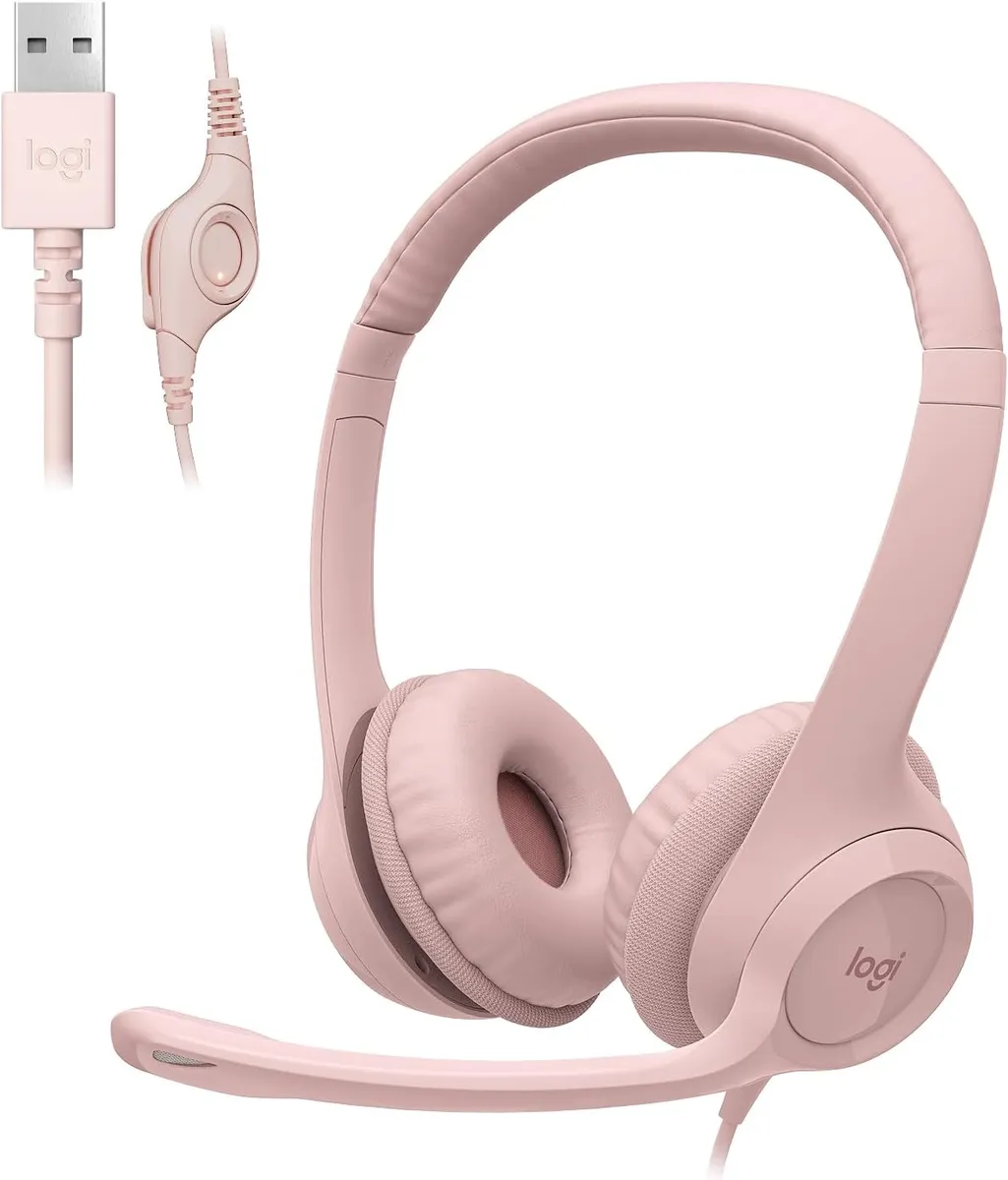 Logitech - H390 Wired USB On-Ear Stereo Headphones - Rose