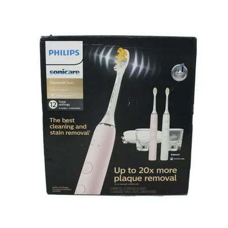 Philips Sonicare DiamondClean Power Toothbrush Set 12 Settings Bluetooth White Pink