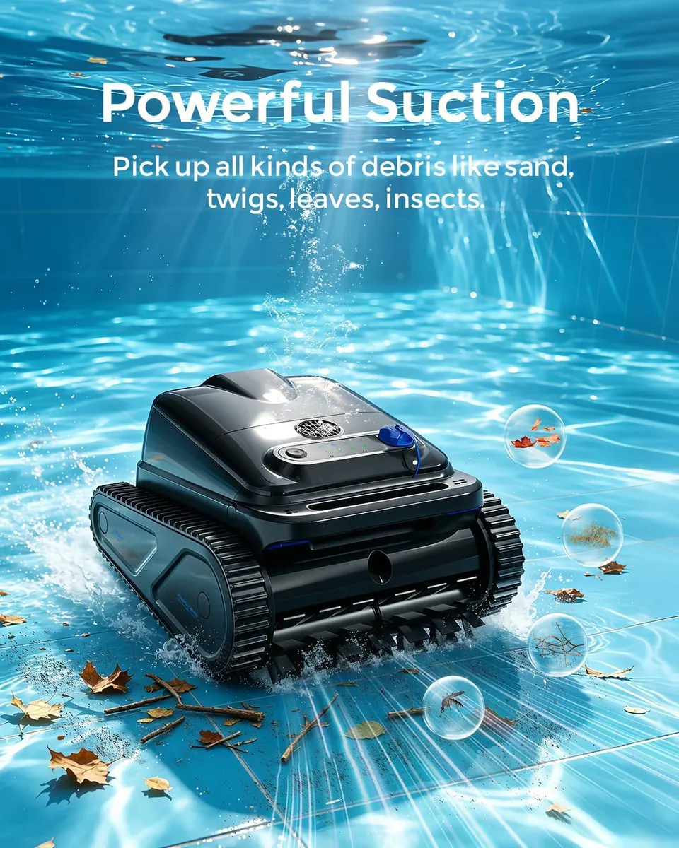 Robotic Pool Vacuum, 4L Large Capacity Pool Vacuum for Inground & Above Ground Pools Wall
