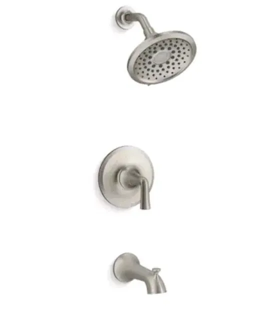 KOHLER Desette Vibrant Brushed Nickel 1-handle 6.47-in Round Bathtub and shower Faucet with Valve (Multi-function)