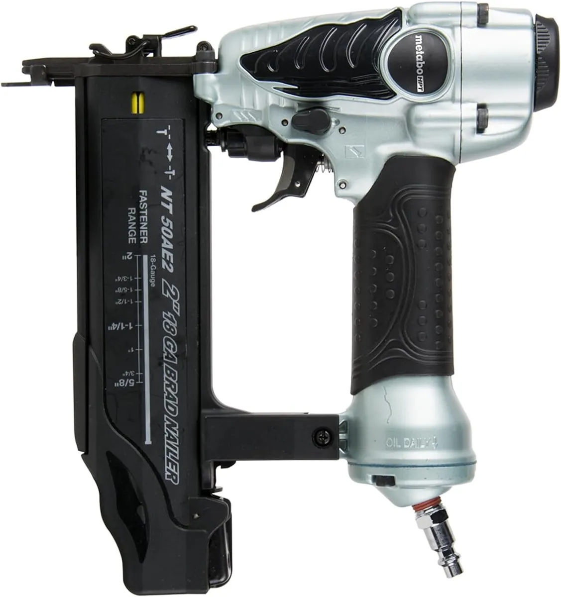 Metabo HPT Brad Nailer Kit | Pro Preferred Brand of Pneumatic Nailers | 18 Gauge | NT50AE2