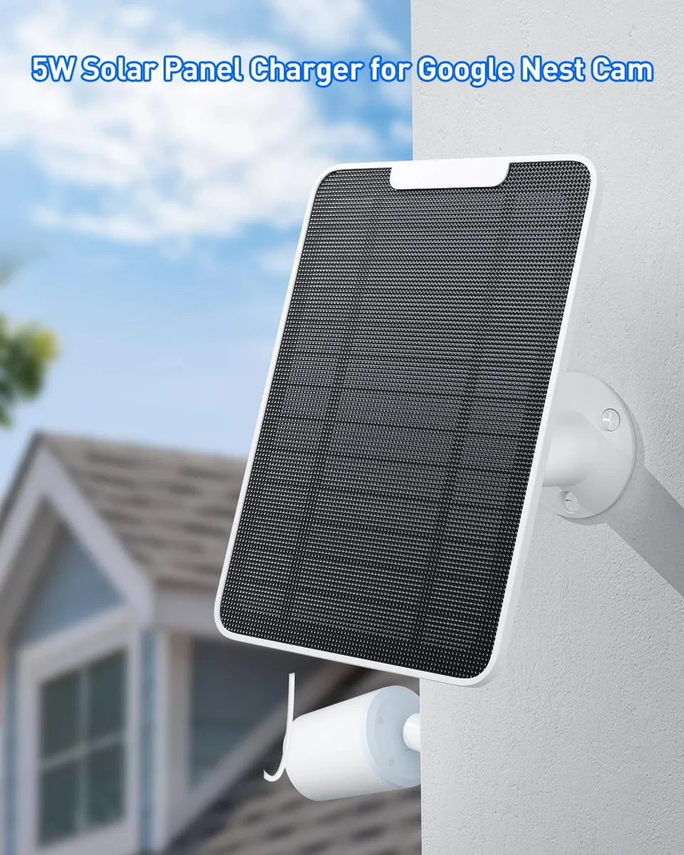 Premium Solar Panel for Google Nest Camera, 5W Camera Solar Panel Power for Google Nest Cam Outdoor & Indoor