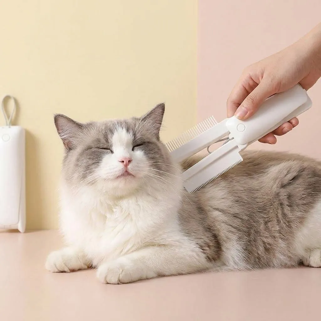 Pet Groomer Pet Hair Removal Brush Cat Grooming Brush Dog Cat Massage Epilator To Remove Floating Hair Cat Hair Dog Pet Supplies (White)