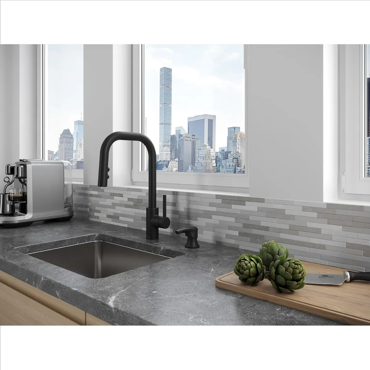 Pfister F-529-7Znr Zanna 1.66 GPM Single Hole Pull Down Kitchen Faucet - Black