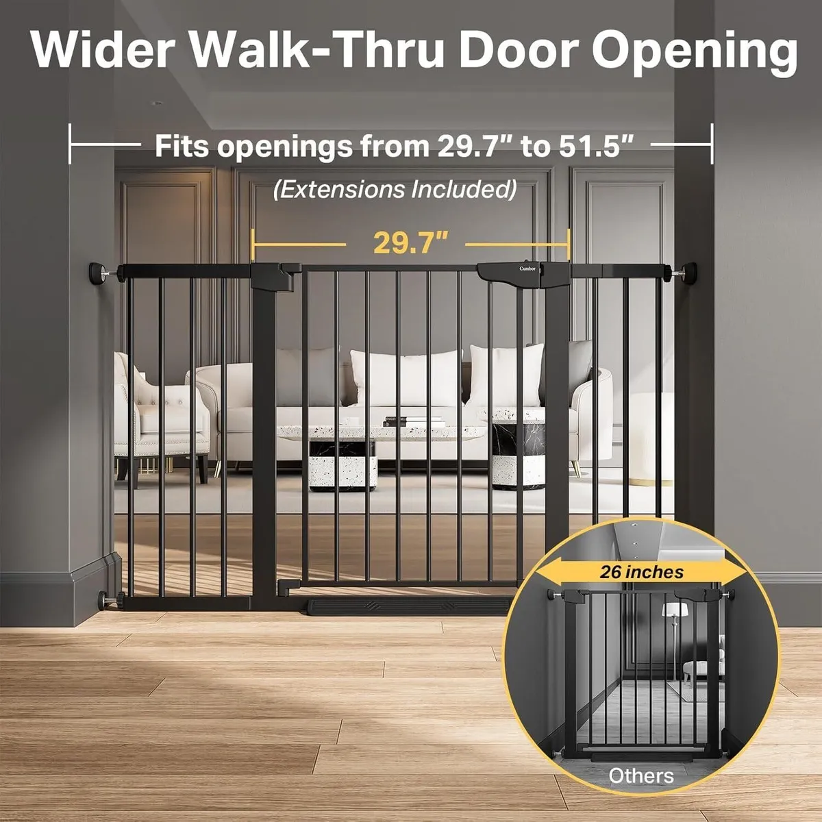 Cumbor 29.7–51.5" Extra Wide Baby Gate for Stairs