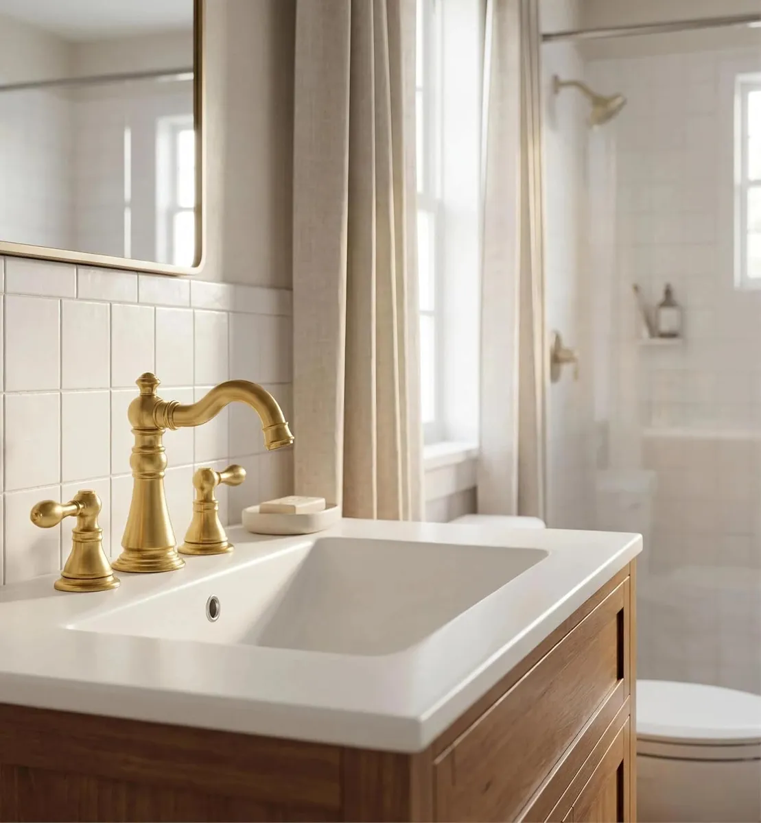 Double Handles 8 in. Widespread Bathroom Faucet 3-Hole Sink Faucet in Antique Brass