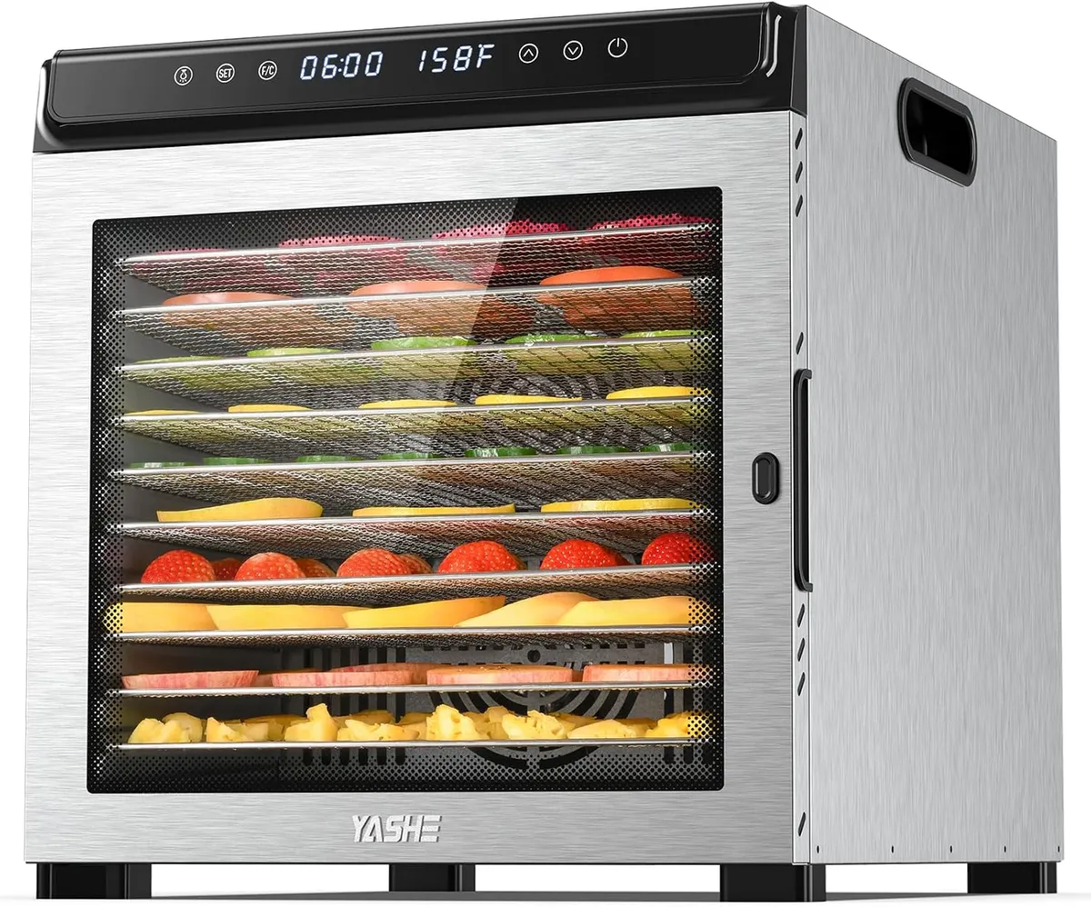 YASHE FD1001 Food Dehydrator 10 Trays 1100W 72H Timer Temperature Control