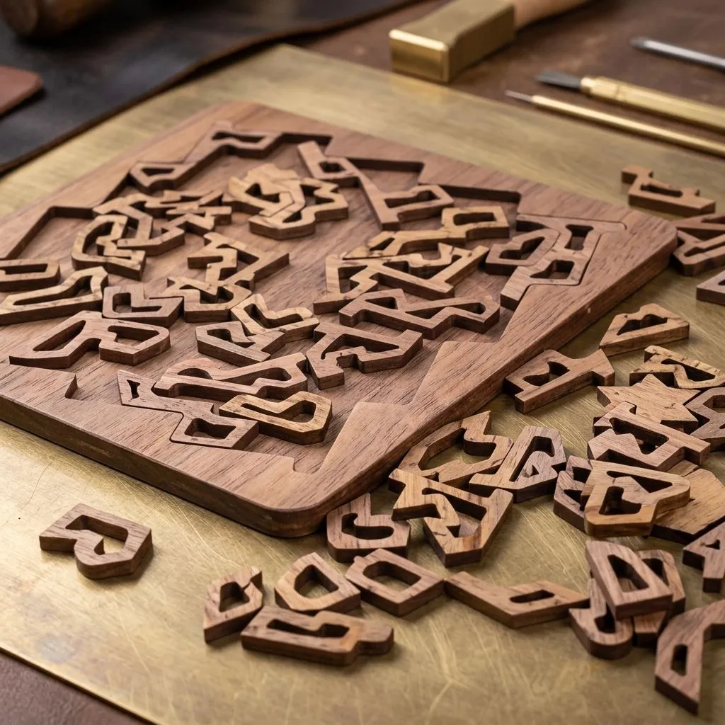 Impossible Wooden Jigsaw Puzzle - 10 Level Brain Teaser for Adults and Kids