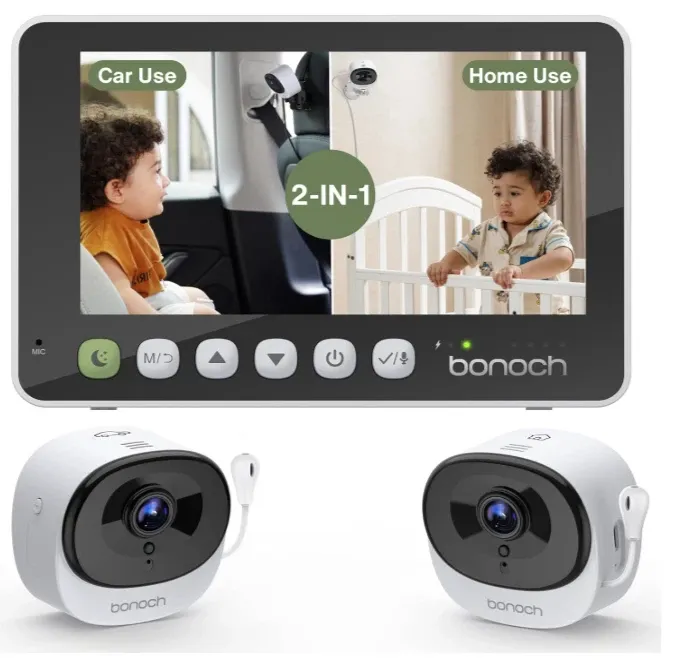 bonoch 2-in-1 Car Home Dual-Use Baby Monitor, 5" HD